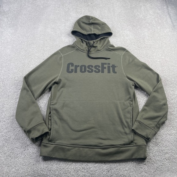 NOBULL Hoodie Mens Medium Olive Green CrossFit Logo Pullover Sweatshirt Gym - Picture 1 of 13